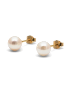 Boucles d'oreilles contemporaines en or jaune 18 carats serties de perles