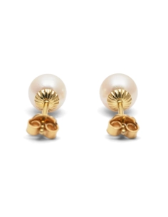 Boucles d'oreilles contemporaines en or jaune 18 carats serties de perles