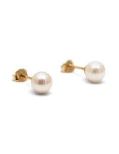 Boucles d'oreilles contemporaines en or jaune 18 carats serties de perles