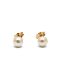 Boucles d'oreilles contemporaines en or jaune 18 carats serties de perles