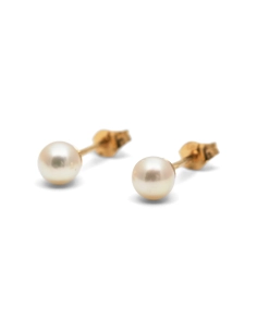 Boucles d'oreilles contemporaines en or jaune 18 carats serties de perles