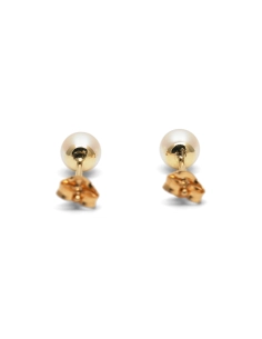 Boucles d'oreilles contemporaines en or jaune 18 carats serties de perles