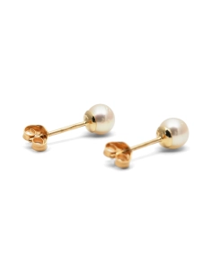 Boucles d'oreilles contemporaines en or jaune 18 carats serties de perles
