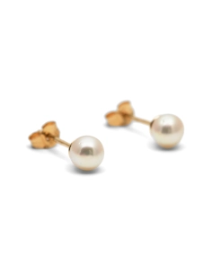 Boucles d'oreilles contemporaines en or jaune 18 carats serties de perles