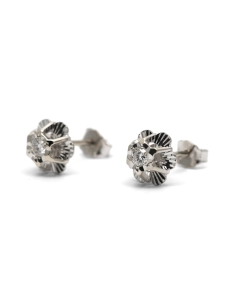 Boucles d'oreilles Art Déco en or blanc 18 carats serties de diamants taille "brillant" (+-0.14ct)