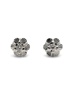 Boucles d'oreilles Art Déco en or blanc 18 carats serties de diamants taille "brillant" (+-0.14ct)