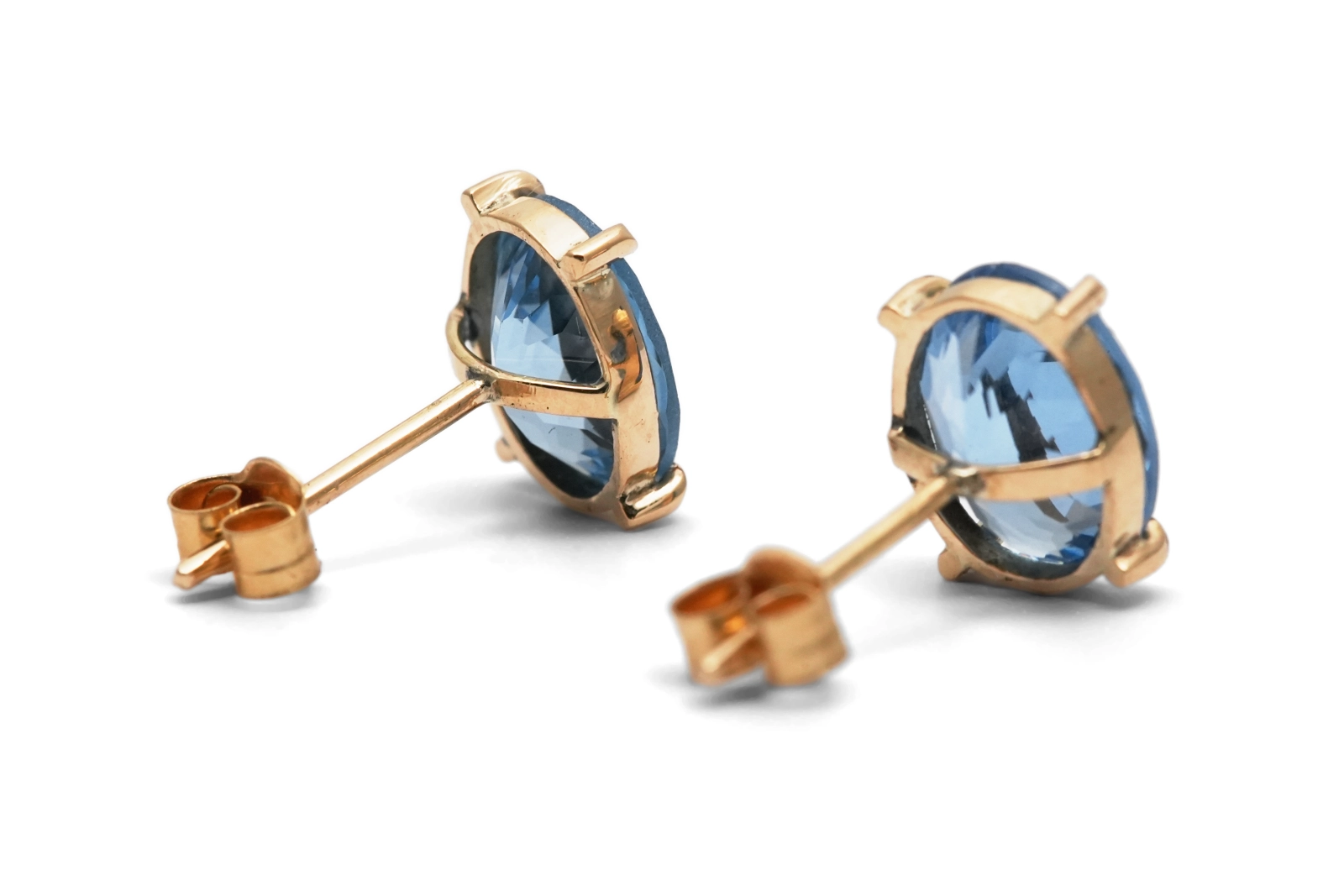 Boucles d'oreilles Années 70 en or jaune 9 carats serties de topazes