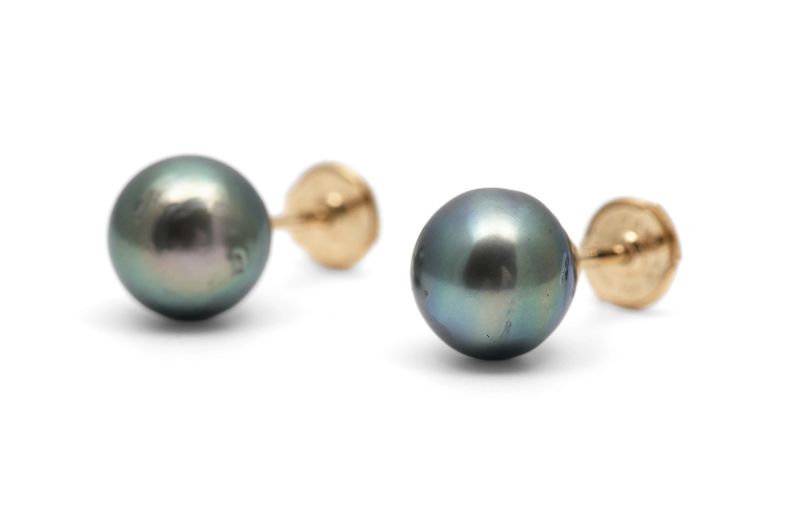 Boucles d'oreilles contemporaines en or jaune 18 carats serties de perles de Tahiti