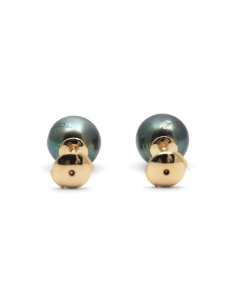 Boucles d'oreilles contemporaines en or jaune 18 carats serties de perles de Tahiti