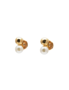 Boucles d'oreilles Années 70 en or jaune 18 carats serties de perles
