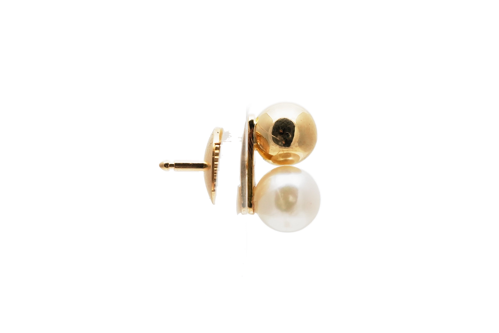 Boucles d'oreilles Années 70 en or jaune 18 carats serties de perles
