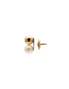 Boucles d'oreilles Années 70 en or jaune 18 carats serties de perles