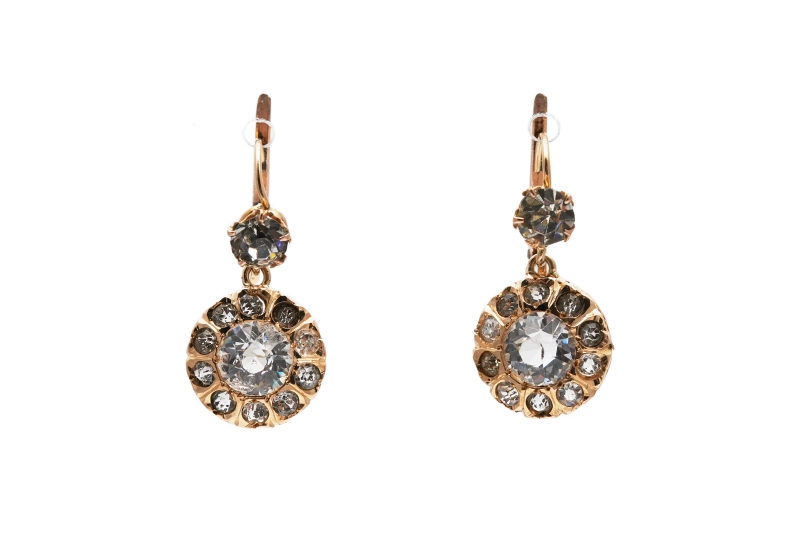 Boucles d'oreilles Art Déco en or jaune 18 carats serties de strass