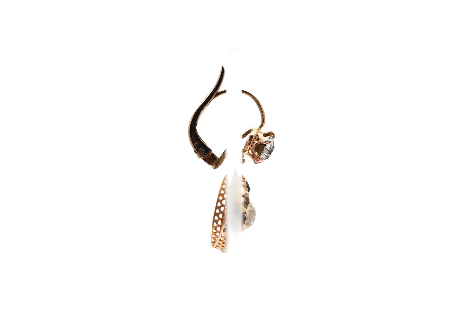 Boucles d'oreilles Art Déco en or jaune 18 carats serties de strass