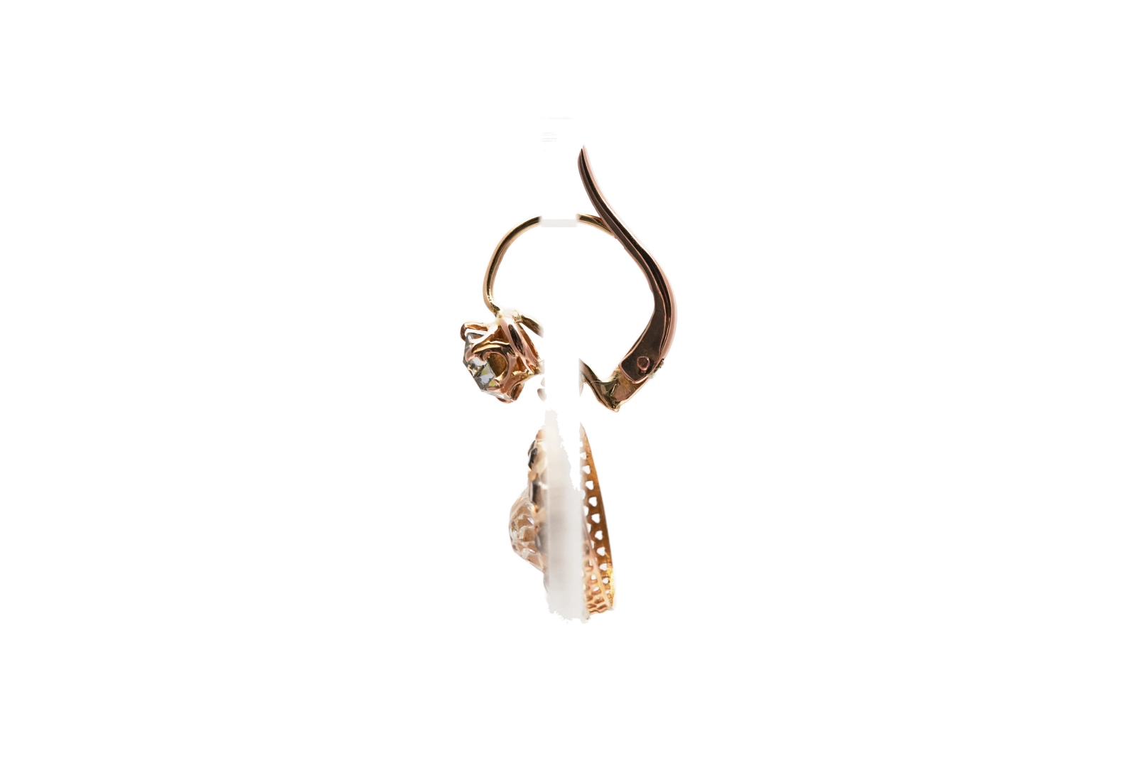 Boucles d'oreilles Art Déco en or jaune 18 carats serties de strass