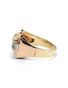 Bague Tank Art Déco en or jaune 9 carats sertie de saphirs blancs