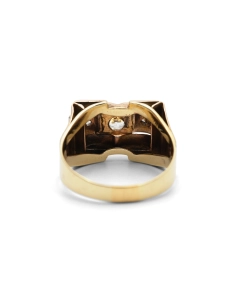 Bague Tank Art Déco en or jaune 9 carats sertie de saphirs blancs