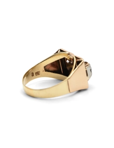 Bague Tank Art Déco en or jaune 9 carats sertie de saphirs blancs