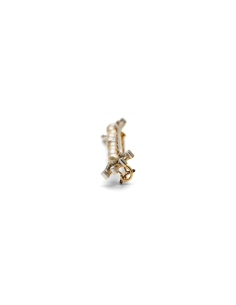 Broche art déco en or jaune 18 carats et argent sertie de perles et de diamants taille "rose"