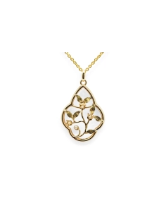 Pendentif Art Nouveau en or jaune 18 carats serti de perles