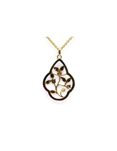 Pendentif Art Nouveau en or jaune 18 carats serti de perles