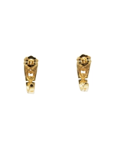 Boucles d'oreilles contemporaines en or jaune 18 carats serties de rubis et de diamants taille "brillant" (+-0.10 ct)
