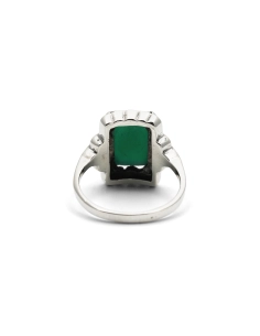 Bague contemporaine en argent 925 sertie d'une chrysocolle et de marcassites