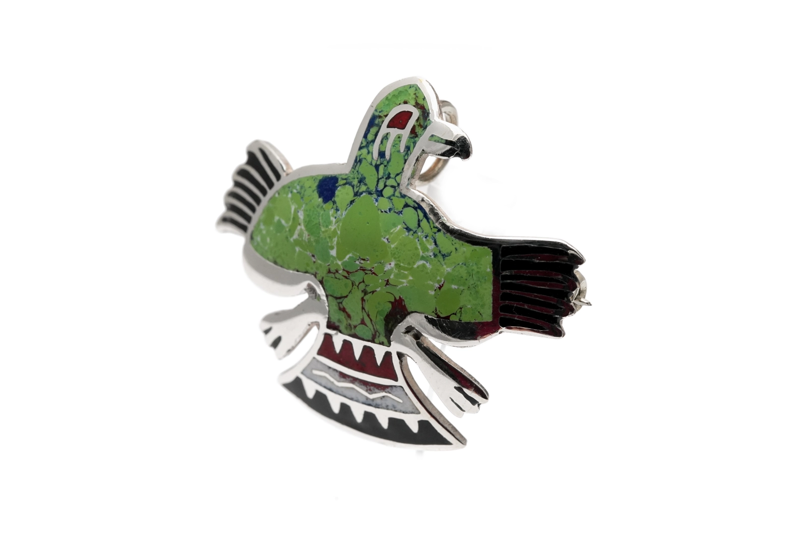 Broche Oiseau péruvienne en argent 925 et émail