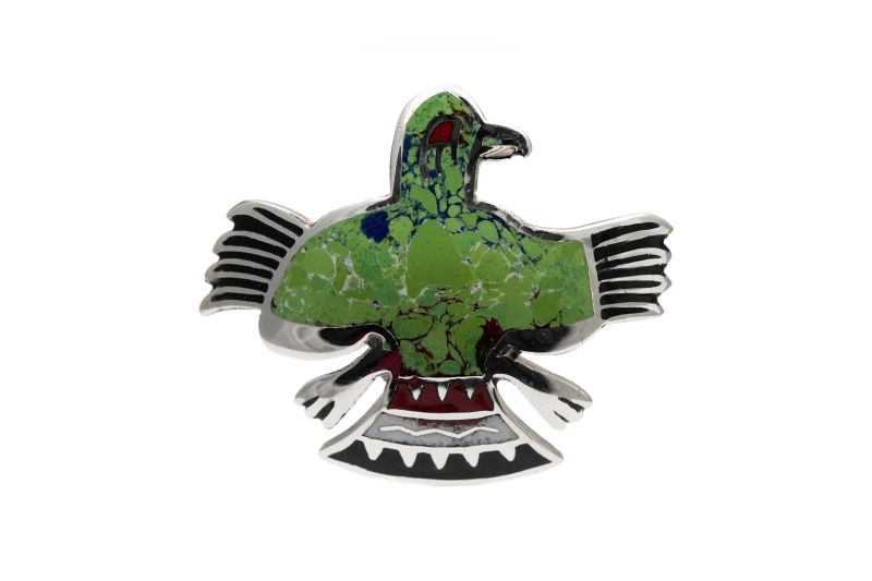 Broche Oiseau péruvienne en argent 925 et émail