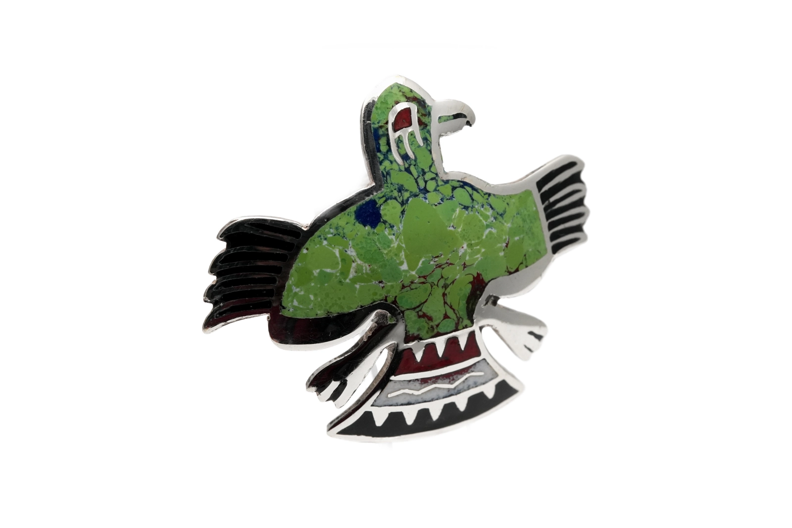 Broche Oiseau péruvienne en argent 925 et émail