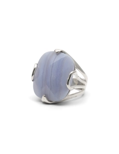 Bague contemporaine en argent sertie d'une agate