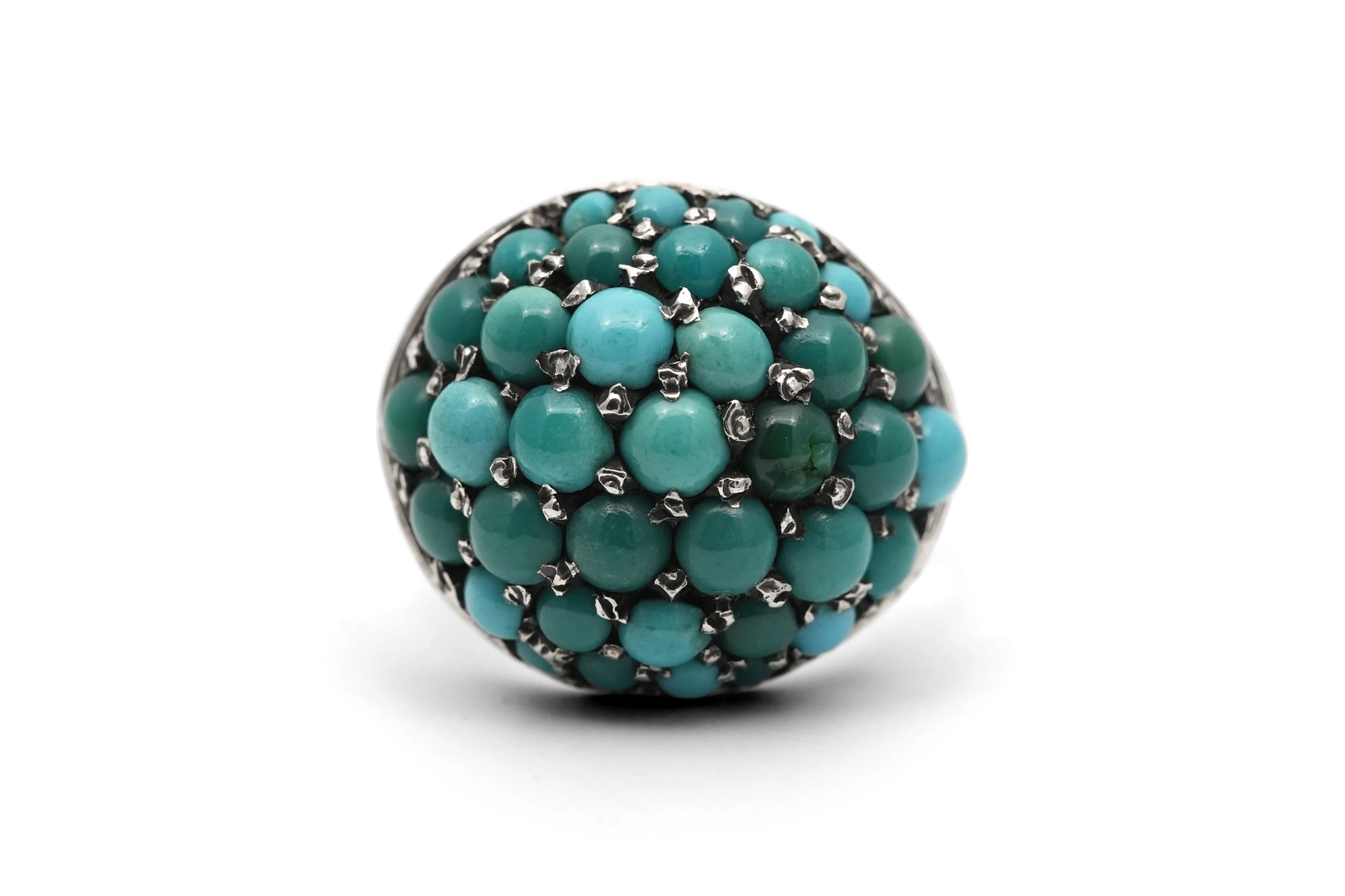 Bague Art Déco en argent 800 sertie de turquoises
