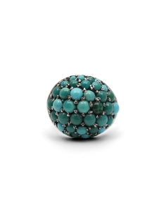 Bague Art Déco en argent 800 sertie de turquoises