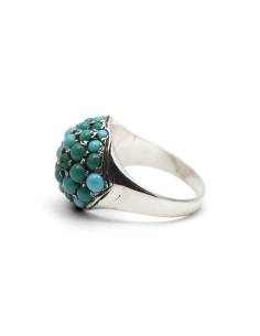 Bague Art Déco en argent 800 sertie de turquoises