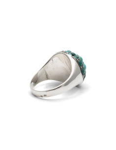 Bague Art Déco en argent 800 sertie de turquoises