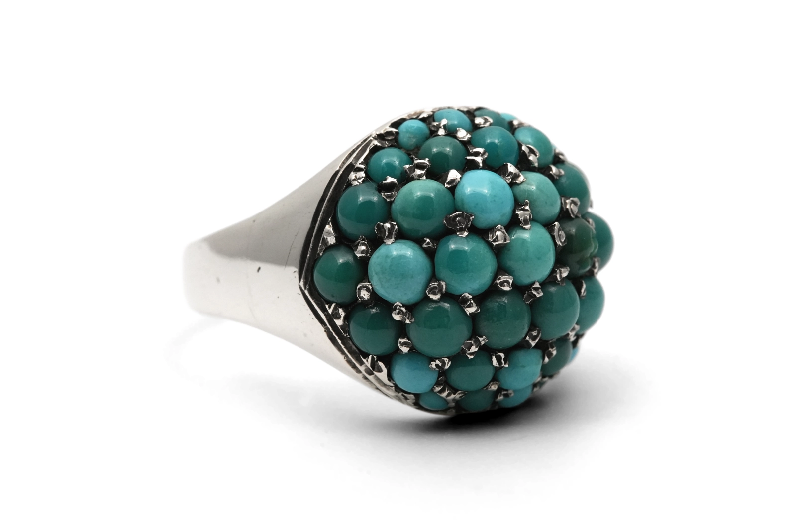 Bague Art Déco en argent 800 sertie de turquoises