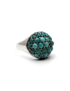 Bague Art Déco en argent 800 sertie de turquoises