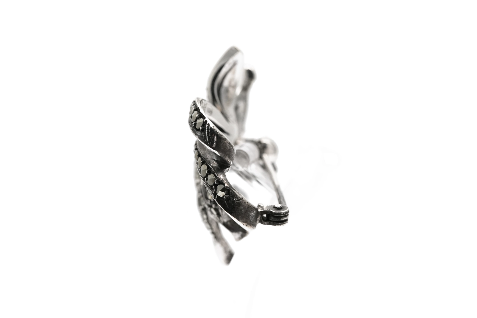 Broche Art Déco en argent 835 sertie de marcassites