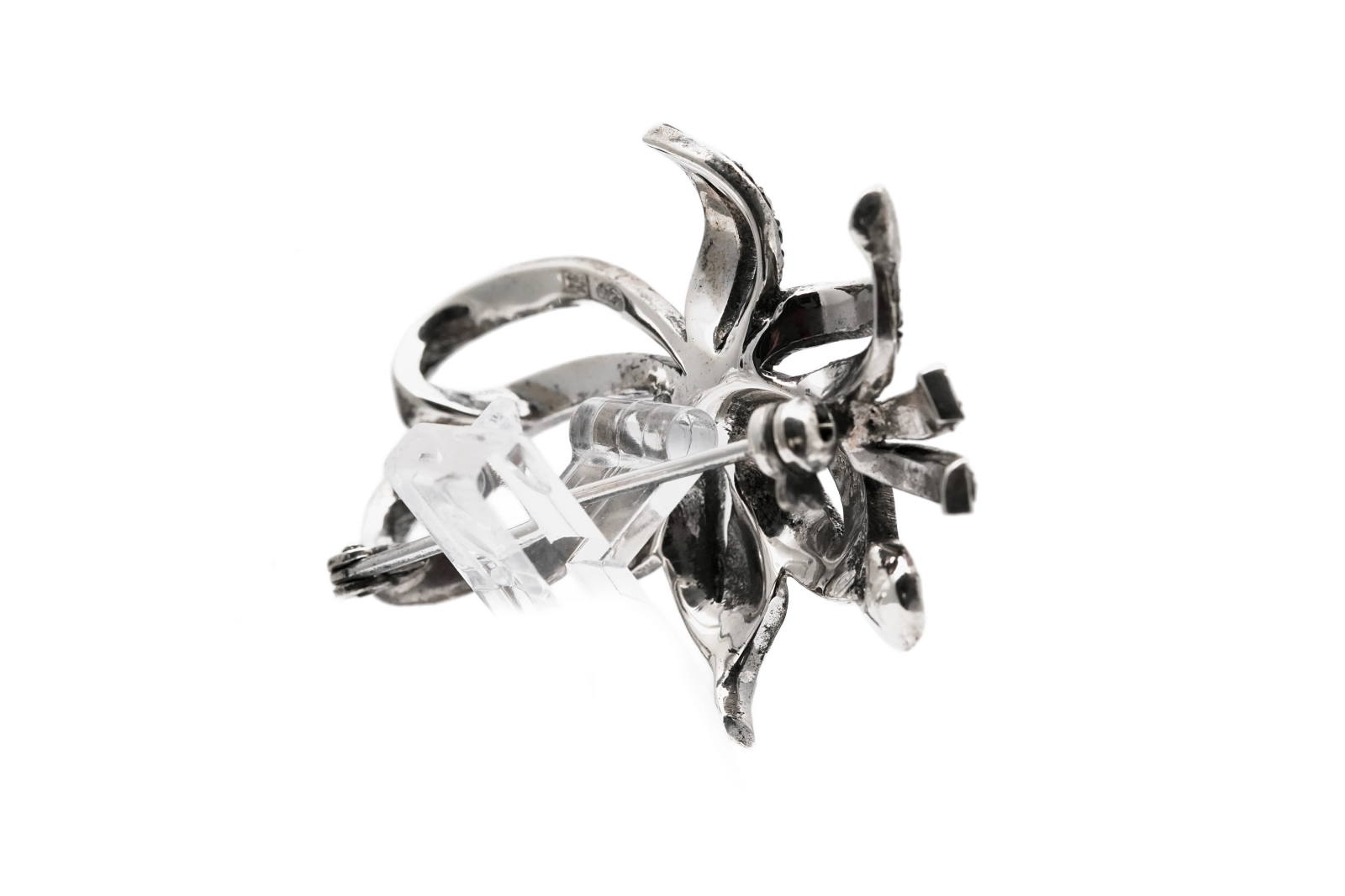 Broche Art Déco en argent 835 sertie de marcassites