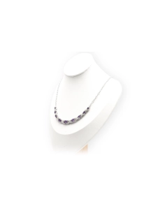 Collier contemporain en argent 925 serti d'améthystes et de zirconiums