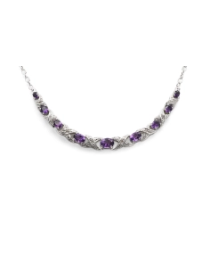 Collier contemporain en argent 925 serti d'améthystes et de zirconiums