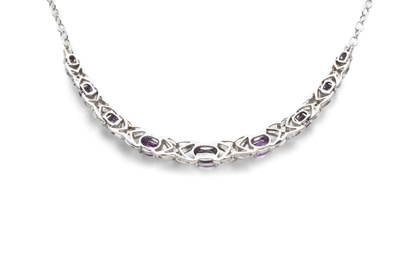 Collier contemporain en argent 925 serti d'améthystes et de zirconiums