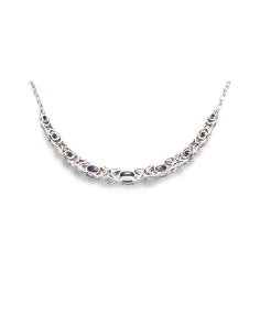 Collier contemporain en argent 925 serti d'améthystes et de zirconiums