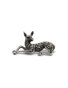 Broche "Faon" Art Déco en argent 835 sertie de marcassites
