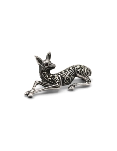 Broche "Faon" Art Déco en argent 835 sertie de marcassites