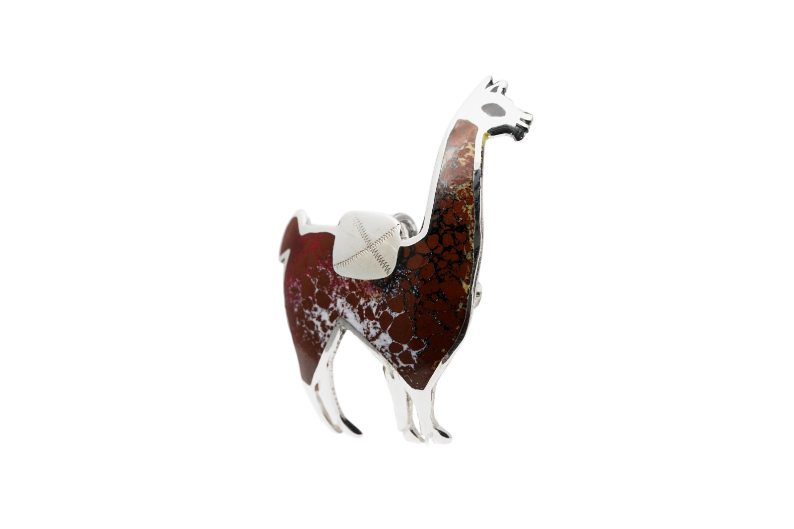Broche "Lama" péruvienne en argent 925 et émail