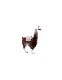 Broche "Lama" péruvienne en argent 925 et émail