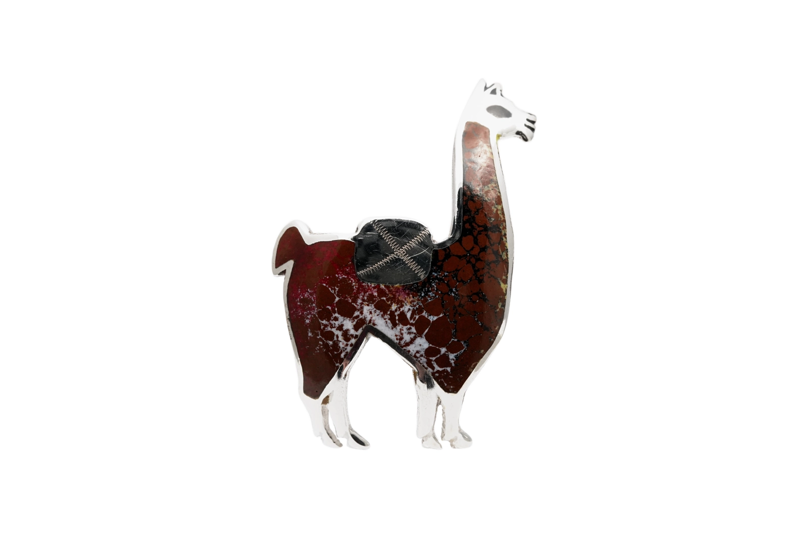 Broche "Lama" péruvienne en argent 925 et émail