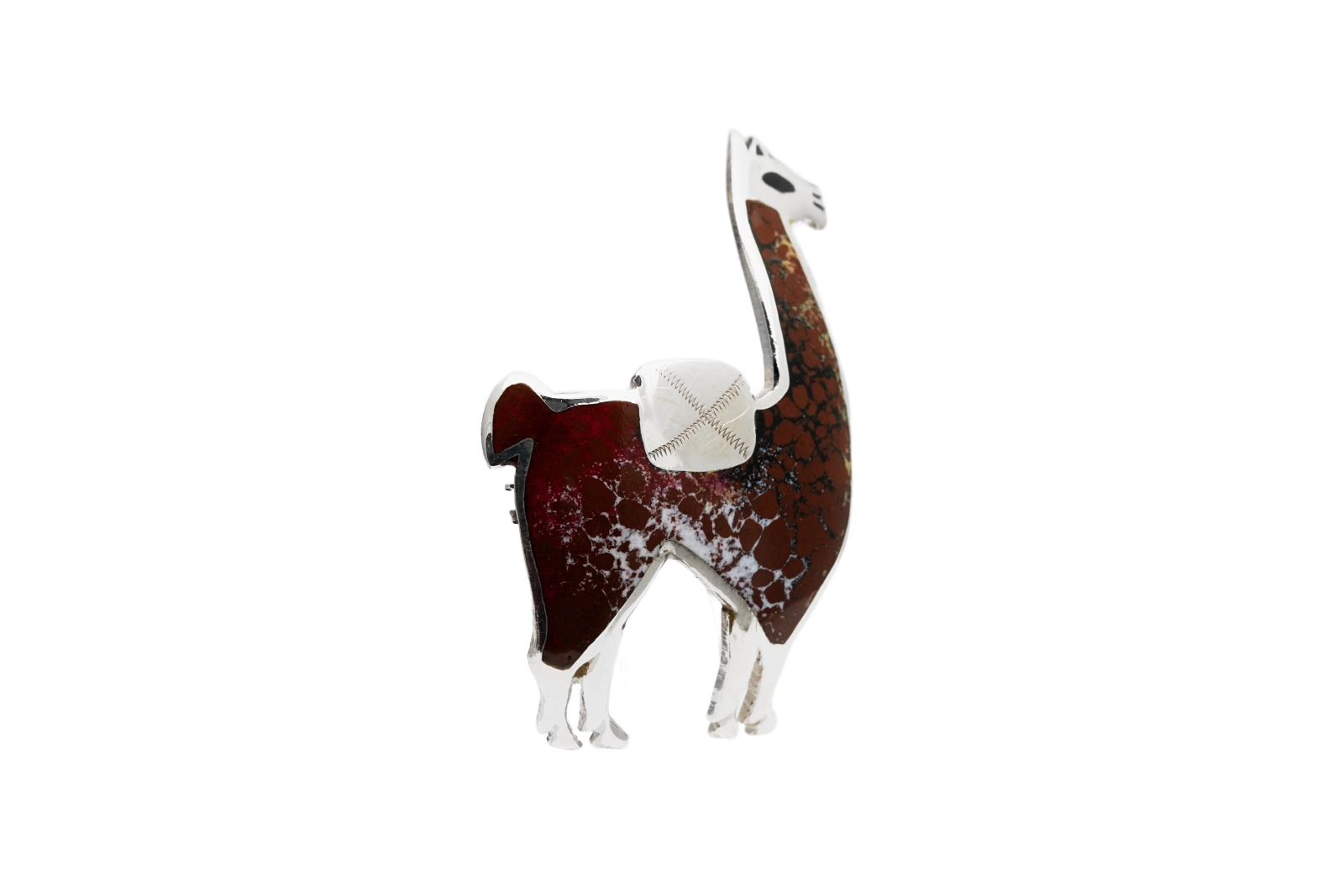 Broche "Lama" péruvienne en argent 925 et émail