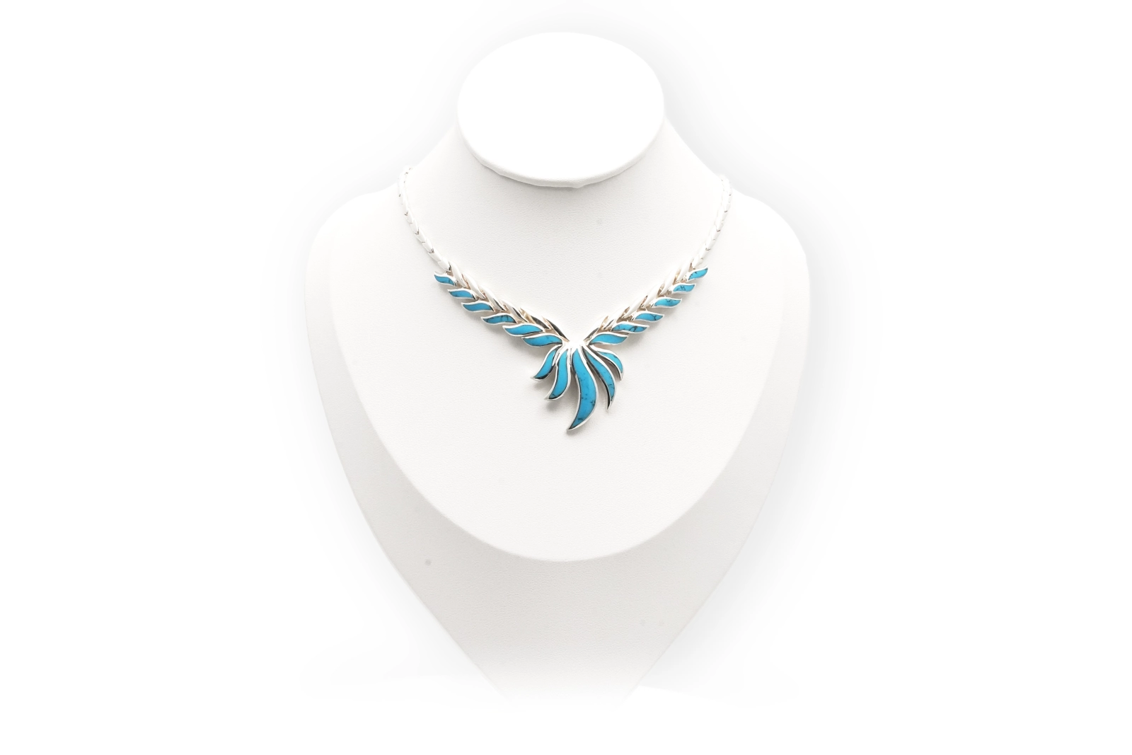 Collier contemporain en argent 925 serti de turquoises